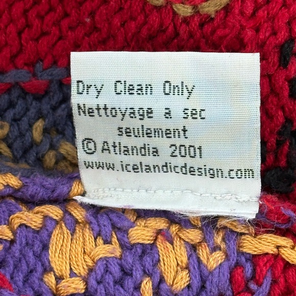 ICELANDIC Design Red 55% Hemp Cardigan Sweater Jacket Sz L - Picture 8 of 11